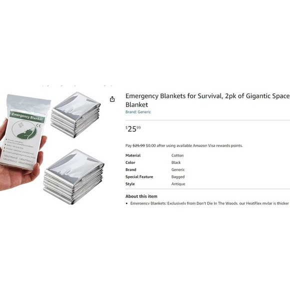 (4-PK) Emergency Blankets 51.18" x 82.68" (130x210cm) Must For Camping / Hiking - Picture 2 of 5